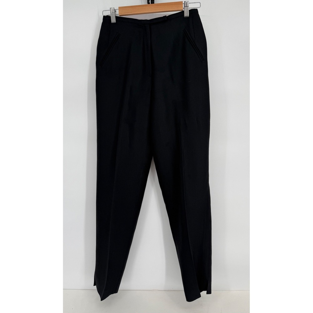Jenni Max NYC Black Wool Blend Tailored Straight‎ Leg Trousers Pants Womens 8